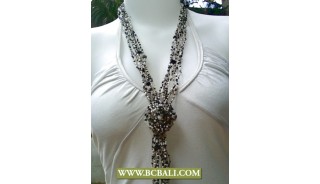 Bcbali Long Braided Necklaces Squins with Rose Pendants